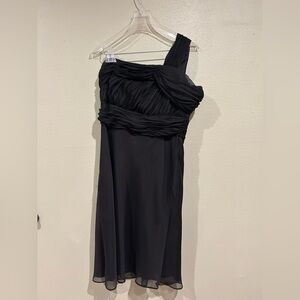 Monique Lhuillier Black One-Shoulder Dress
